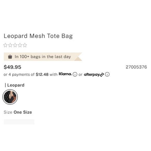 VS Victoria's Secret Leopard Mesh Tote Top Zip Closure Bag Black NEW - Picture 4 of 12